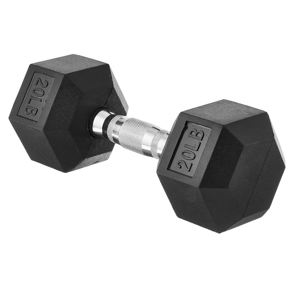 30 Pound Hex Dumbbell with Rubber Coated Ends and Grip Handle