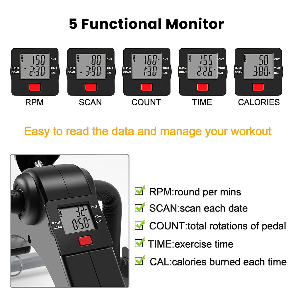 Folding Pedal Exerciser Mini Under Desk Bike with LCD Display