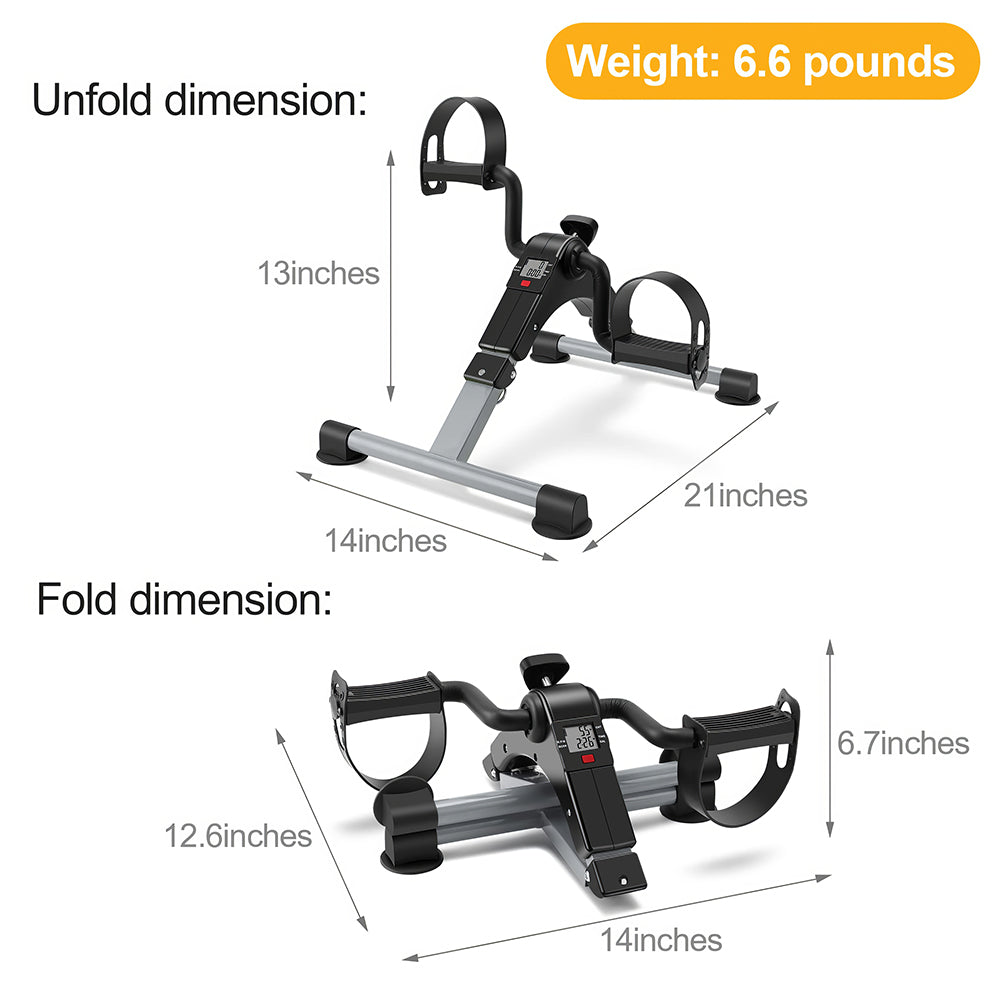 Folding Pedal Exerciser Mini Under Desk Bike with LCD Display