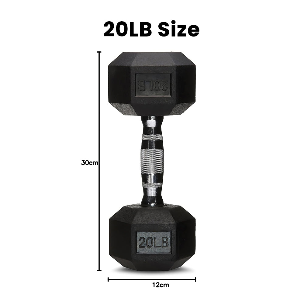 30 Pound Hex Dumbbell with Rubber Coated Ends and Grip Handle