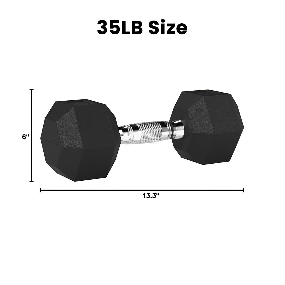 30 Pound Hex Dumbbell with Rubber Coated Ends and Grip Handle