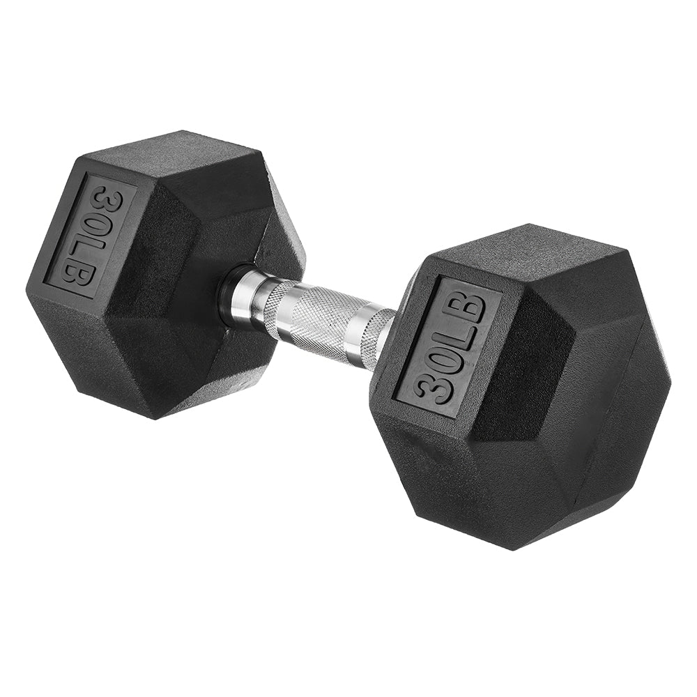 30 Pound Hex Dumbbell with Rubber Coated Ends and Grip Handle