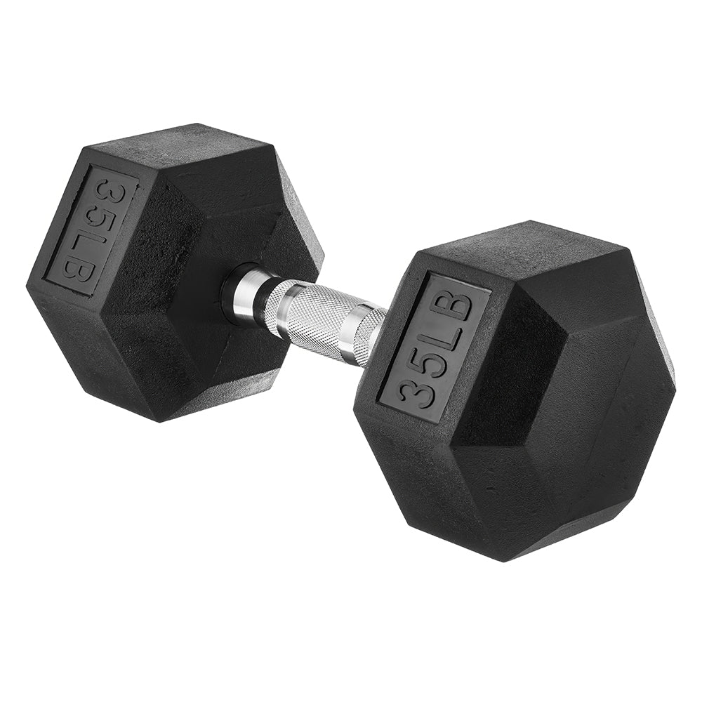 30 Pound Hex Dumbbell with Rubber Coated Ends and Grip Handle