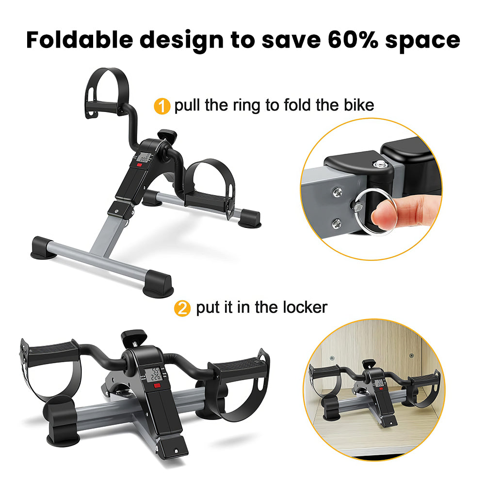 Folding Pedal Exerciser Mini Under Desk Bike with LCD Display