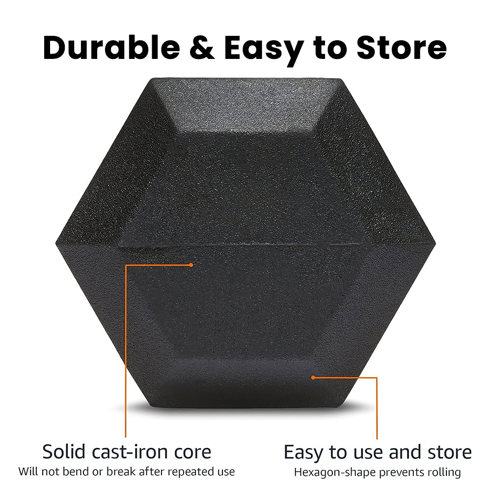 30 Pound Hex Dumbbell with Rubber Coated Ends and Grip Handle
